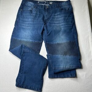 LRG Retro Lifted Research Group Mens Blue‎ Straight Fit Moto Jeans Size 42